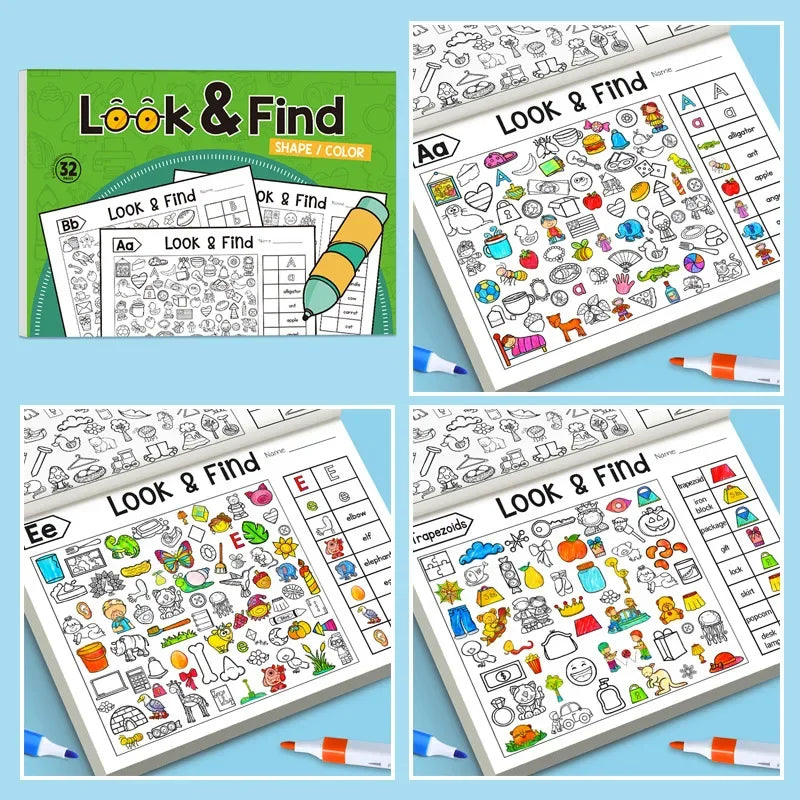 Kids Look & Find Activity Book with Colouring Games