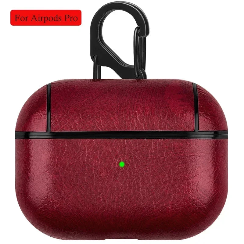 PU Leather Earphone Case For Apple AirPods With Keychain