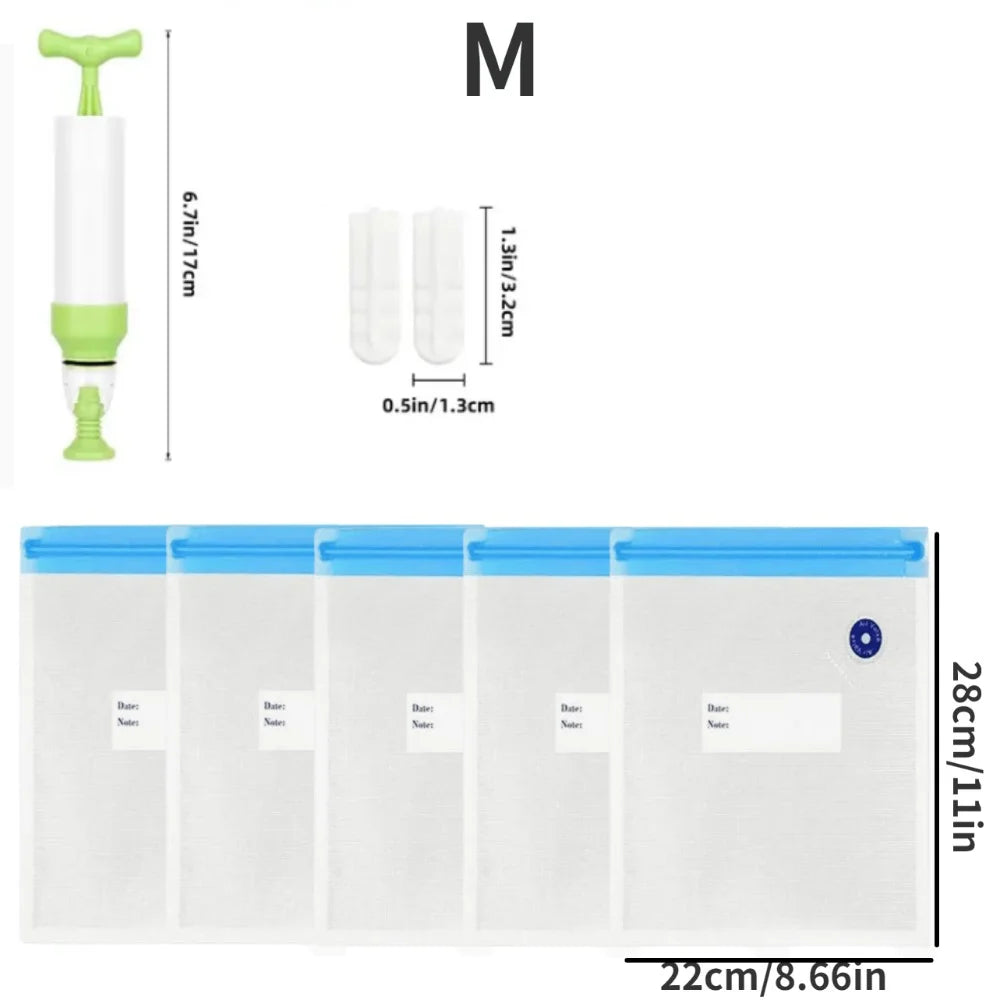 Durable Vacuum Storage Bag Set with Manual Pump