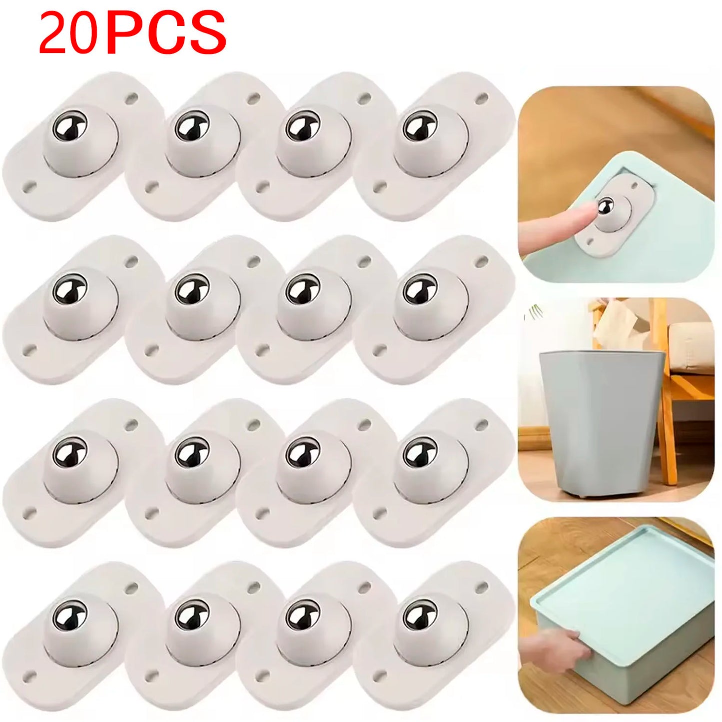 Self-Adhesive Mini Swivel Furniture Casters – 360° Rotating Wheels
