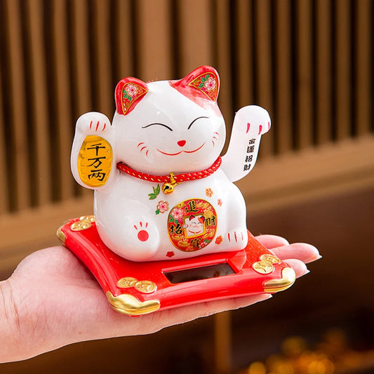 4.5 Inch Ceramic Lucky Solar Cat