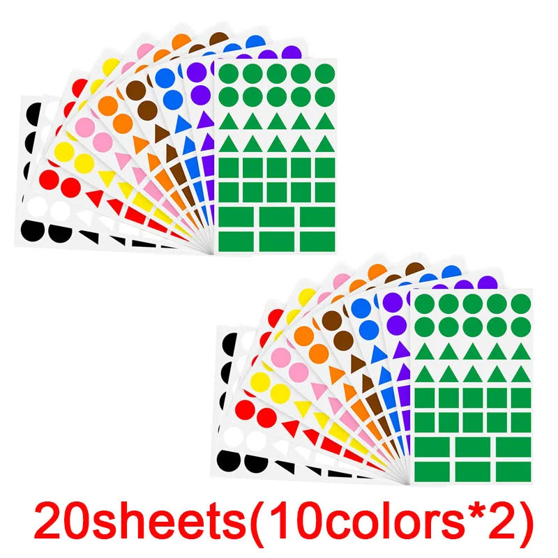 360-1080pcs Colored Triangles Rectangular Dot Stickers for Kids