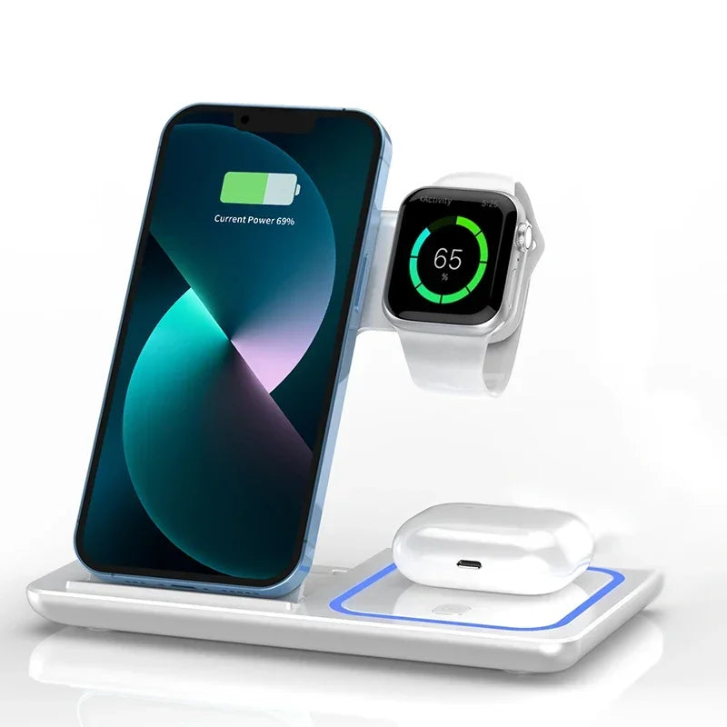 3-in-1 Foldable Wireless Charging Station with LED Light