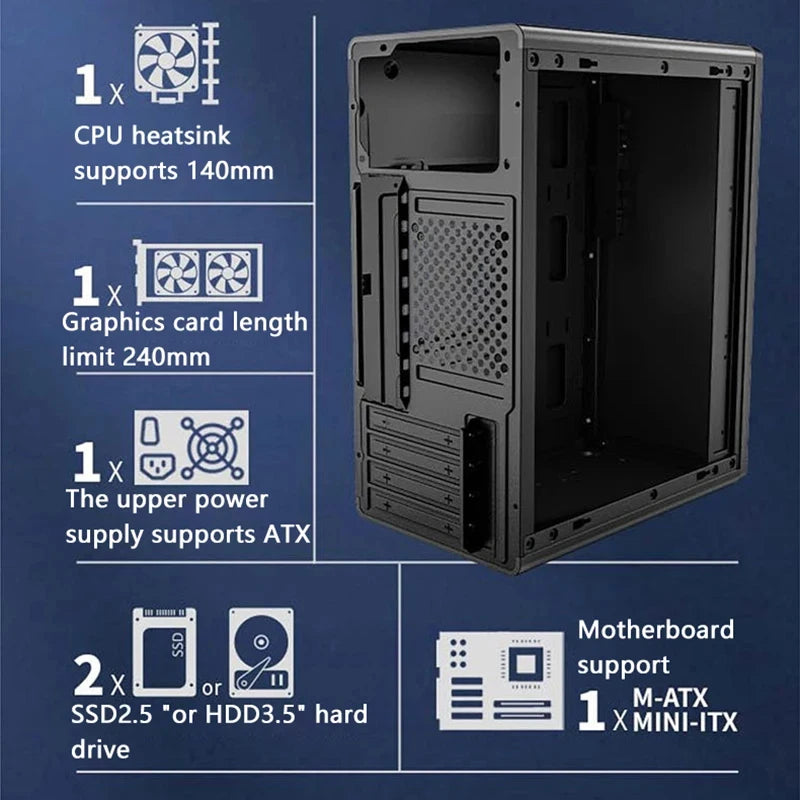 T-3 Mini Computer Case for M-ATX & ITX Motherboards