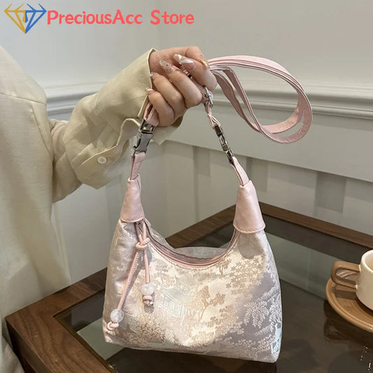 Chinese Embroidered Canvas Shoulder Handbag
