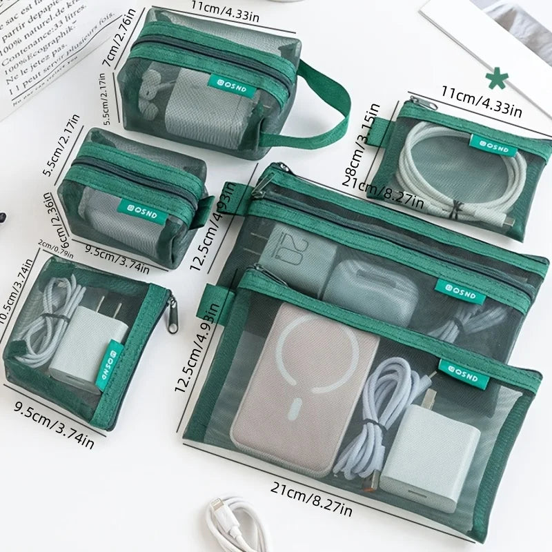 Transparent Mesh Storage Pouch Set