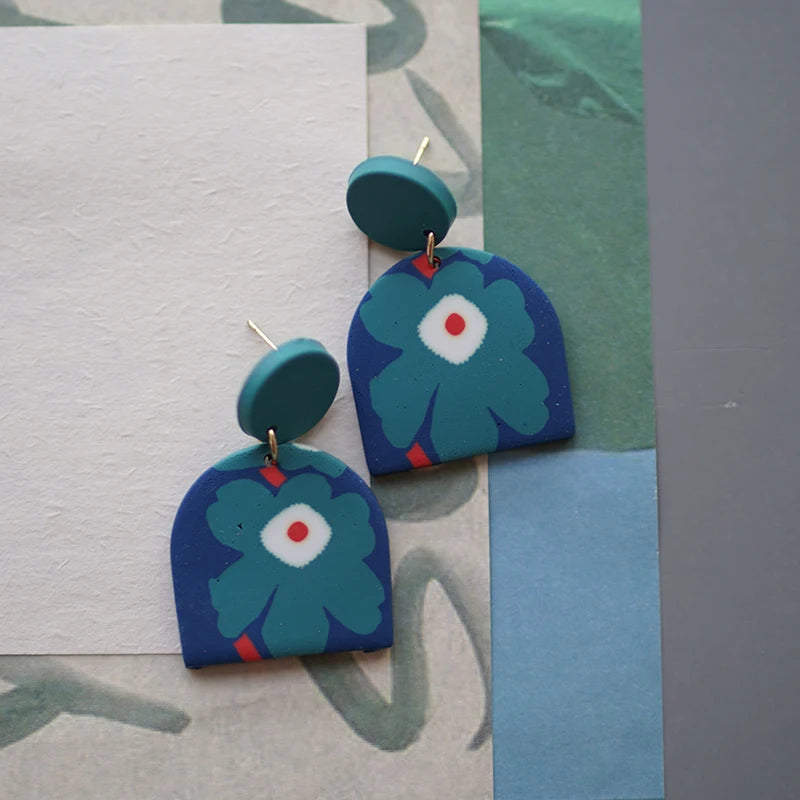 Flower Abstract Art Deco Pattern Earrings