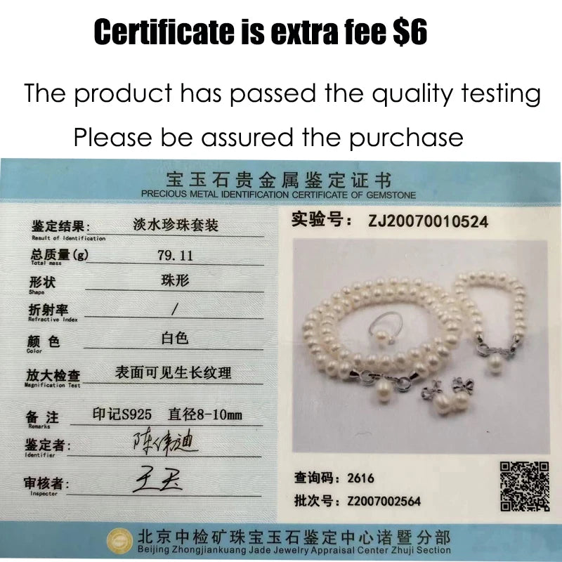925 Silver Freshwater Pearl Wedding Jewelry Set