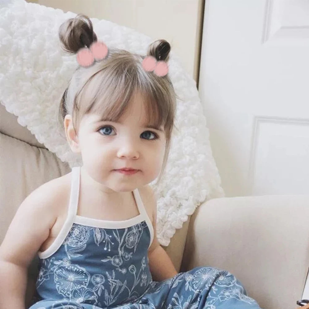 5Pcs/lot Girls Double Plush Ball Hair Ropes Set