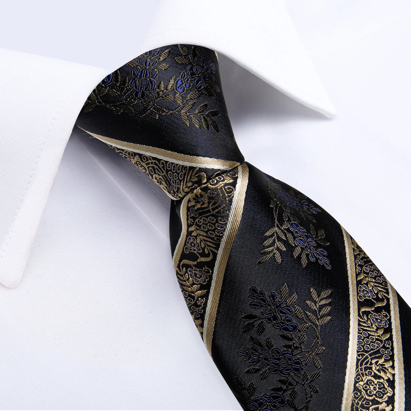 Men's Tie Set with Clip 8cm Necktie Handkerchief Cufflinks