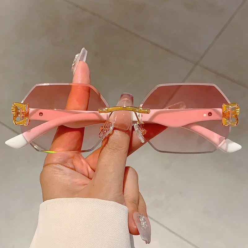 Vintage Rimless Polygon Sunglasses