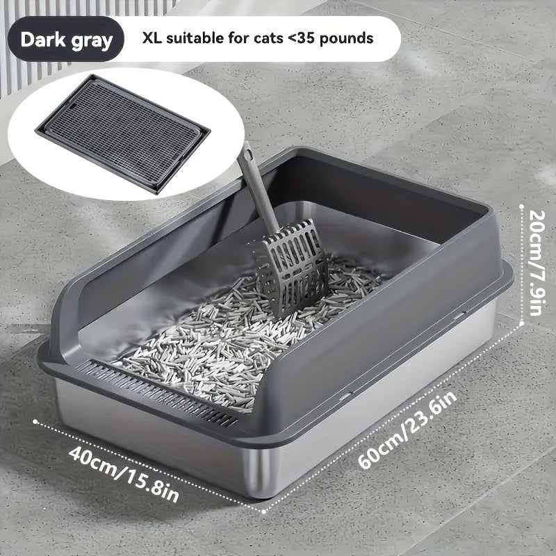 Extra Large Stainless Steel Cat Litter Box with Lid