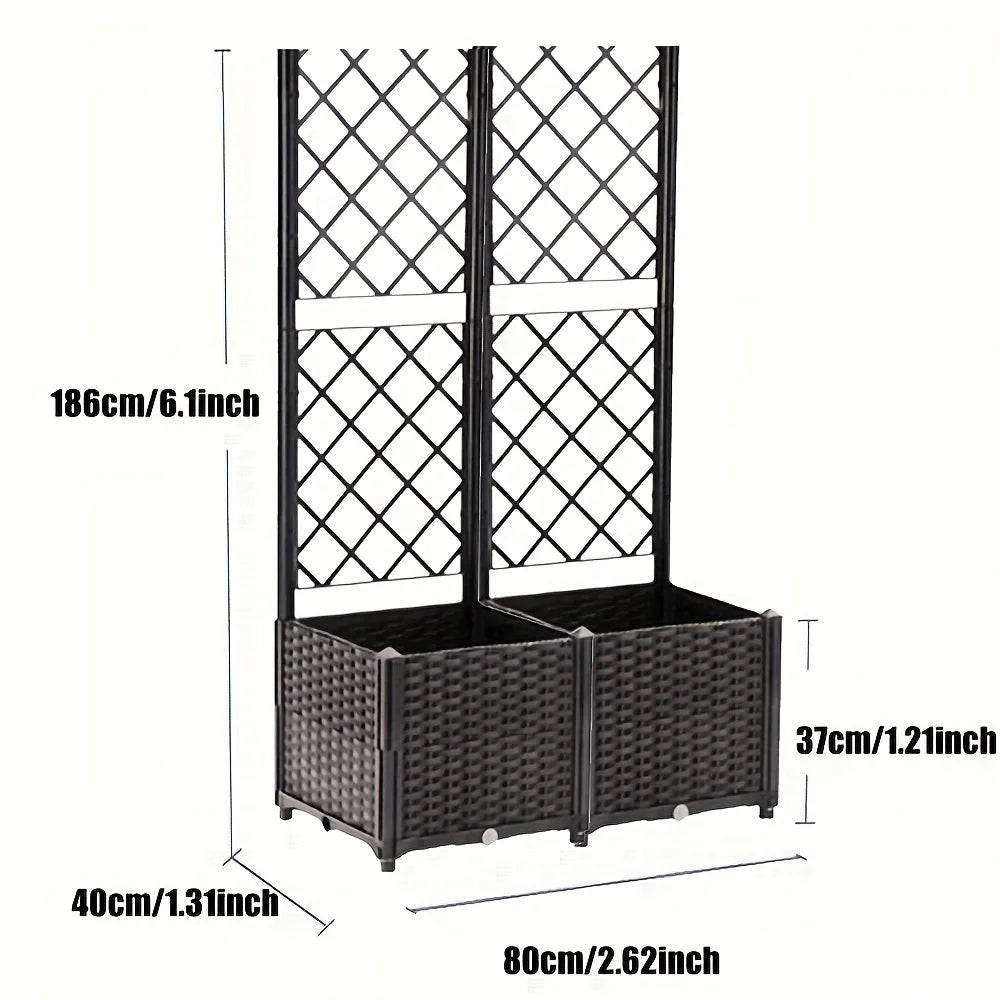 Raised Garden Planter Box with Climbing Trellis