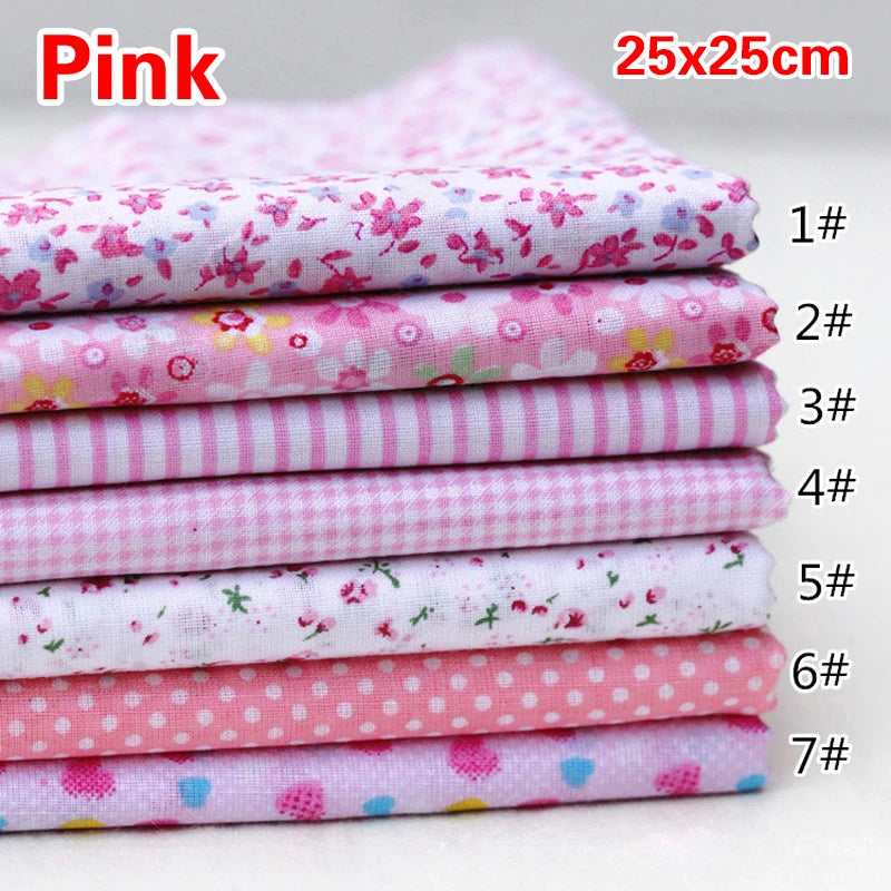 7Pcs/Set 25cmx25cm Square Cotton Fabric Printed For Patchwork