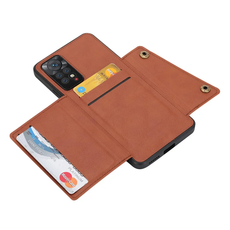 Leather Wallet Case For Redmi, Xiaomi, Poco with Card Slot Stand Cover