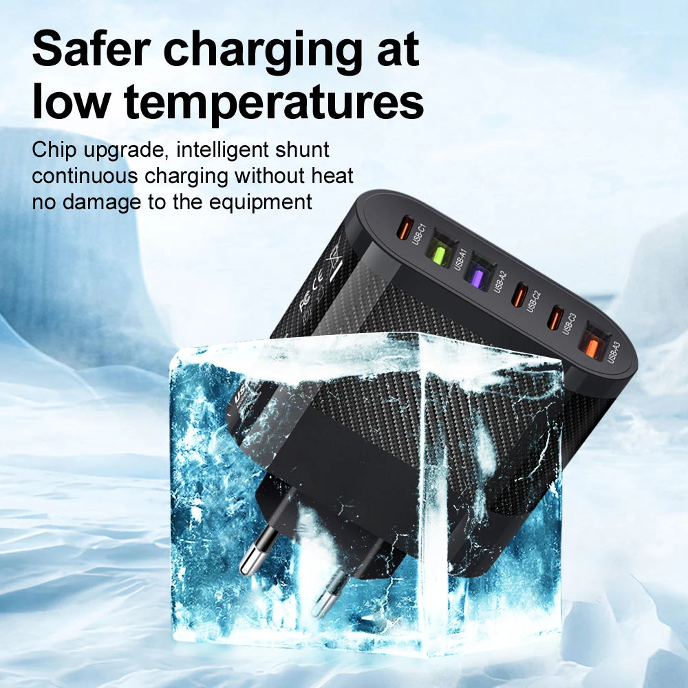 Fast Charging 65W Type C PD QC3.0 Phone Adapter For iPhone Xiaomi Huawei Samsung