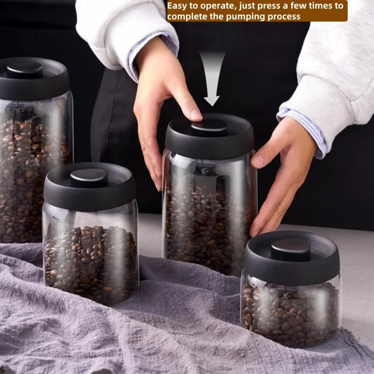 Vacuum Glass Coffee Bean Storage Jar