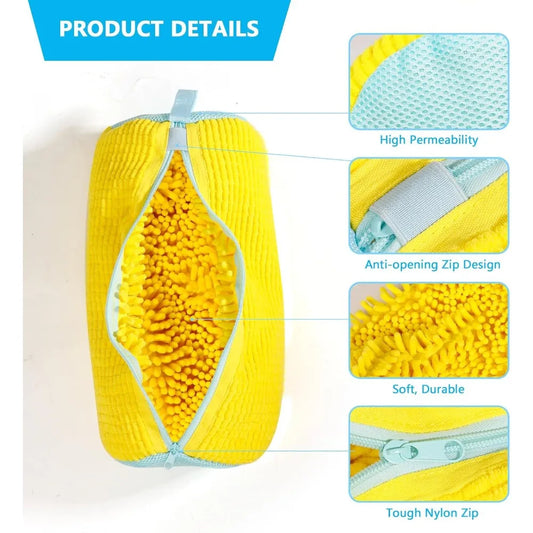 Protective Shoe Washing Bag with Soft Chenille Interior