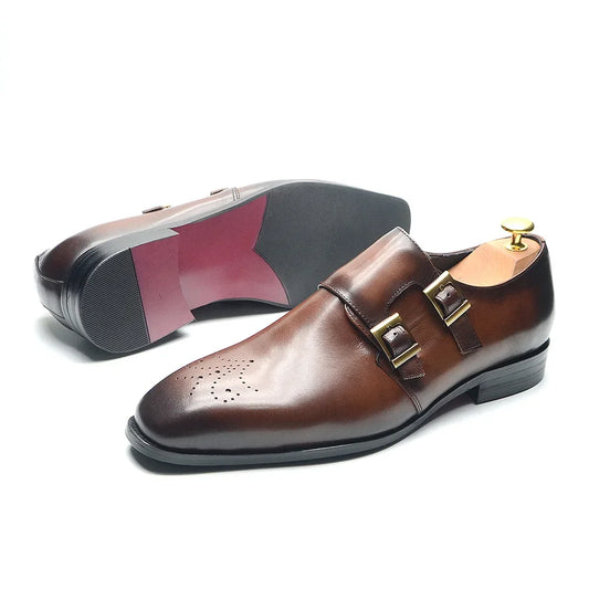 Italian Style Luxury Genuine Leather Monk Strap