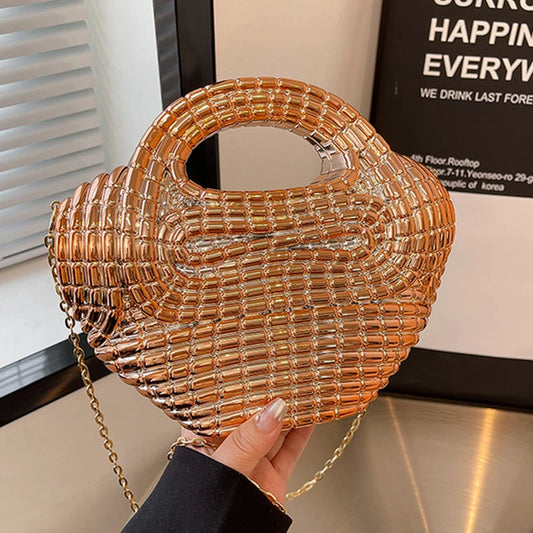 Metallic Acrylic Woven Handbag