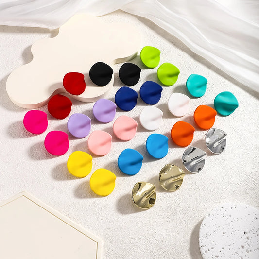 Candy Colored Button Shape Round Acrylic Earrings
