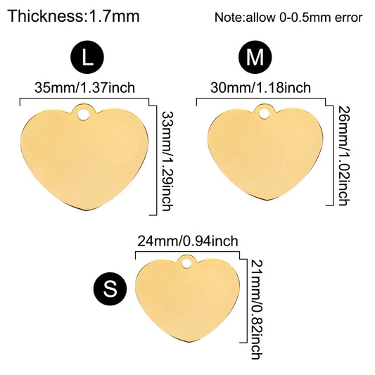 Heart-Shaped Stainless Steel Pet ID Tag Set