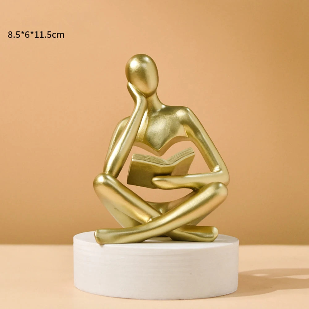 Abstract Thinker Reading Sculpture