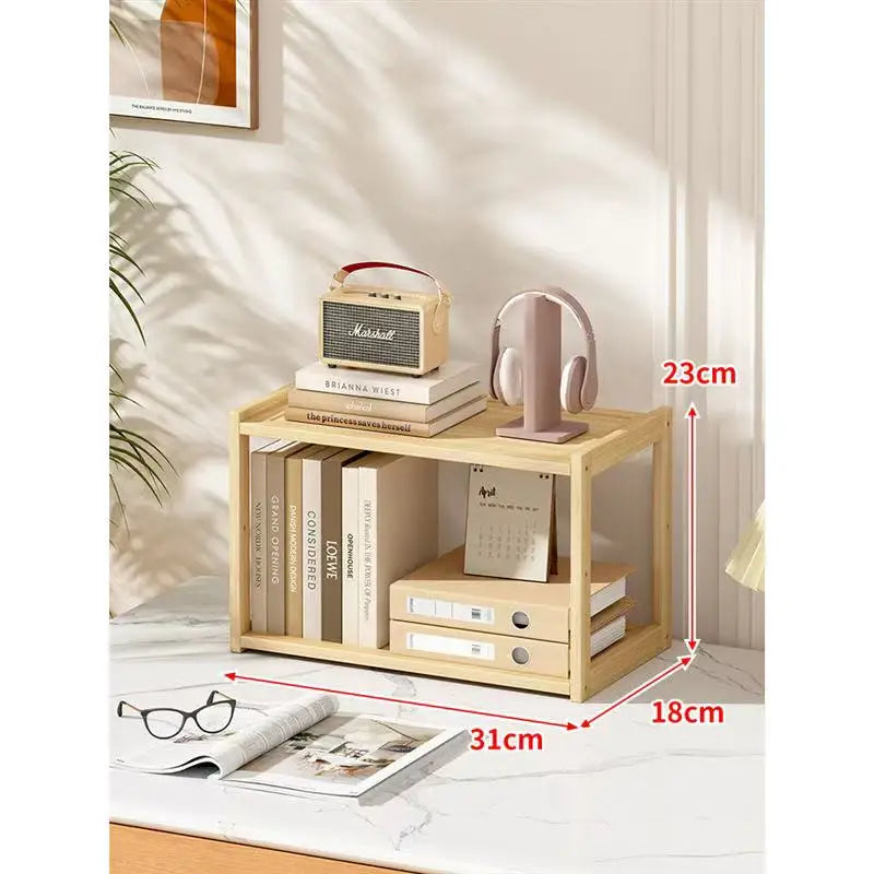 Wooden Desktop Organizer Shelf
