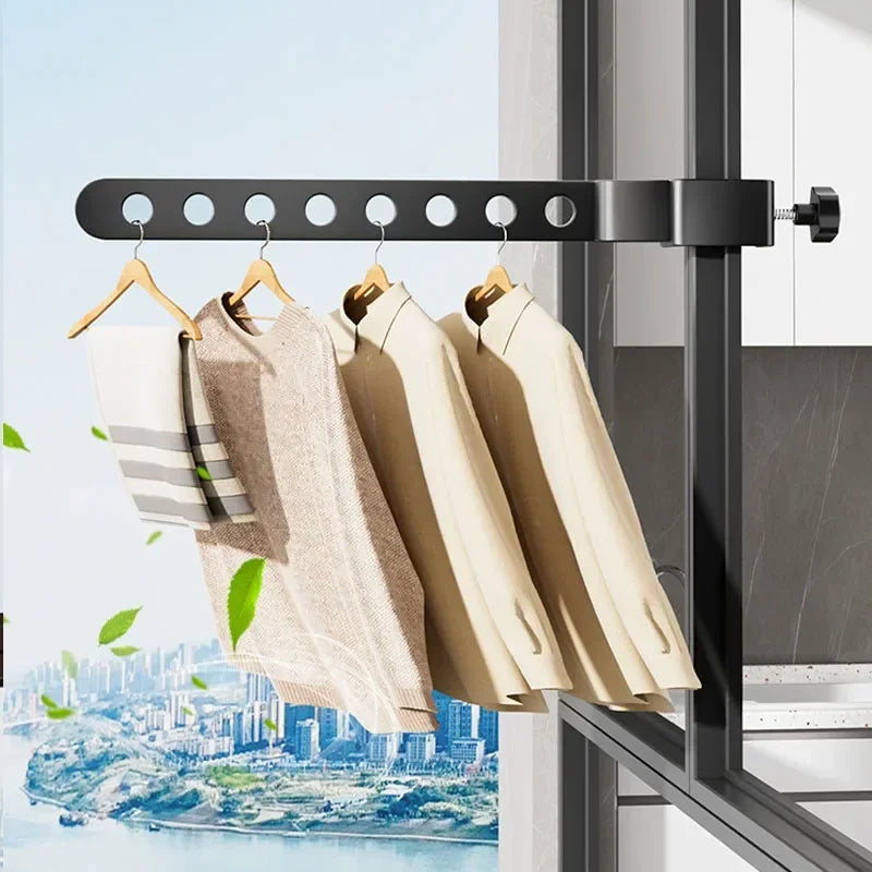 Foldable Rotatable Black Clothes Rack