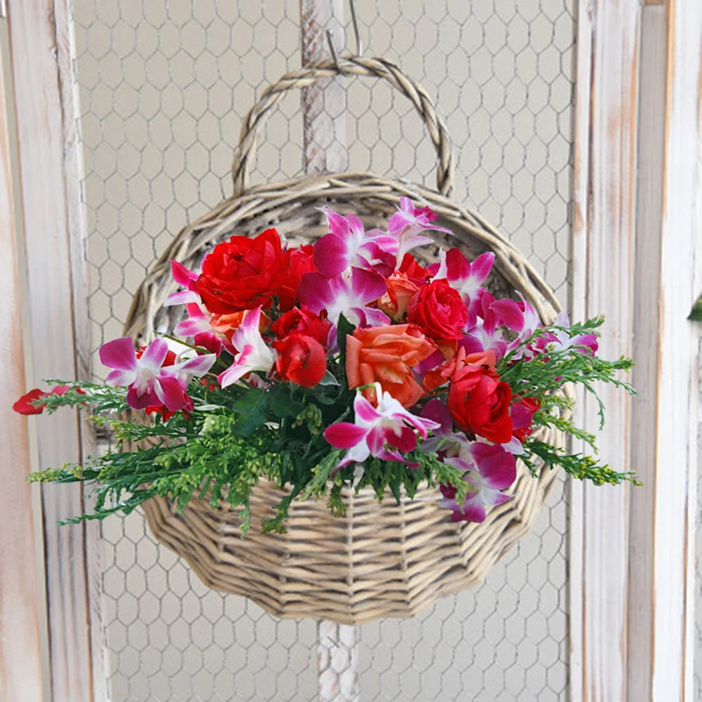 Wall Mounted Rattan Basket Hanging Planter