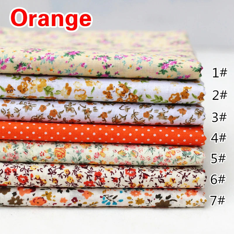 7Pcs/Set 25cmx25cm Square Cotton Fabric Printed For Patchwork