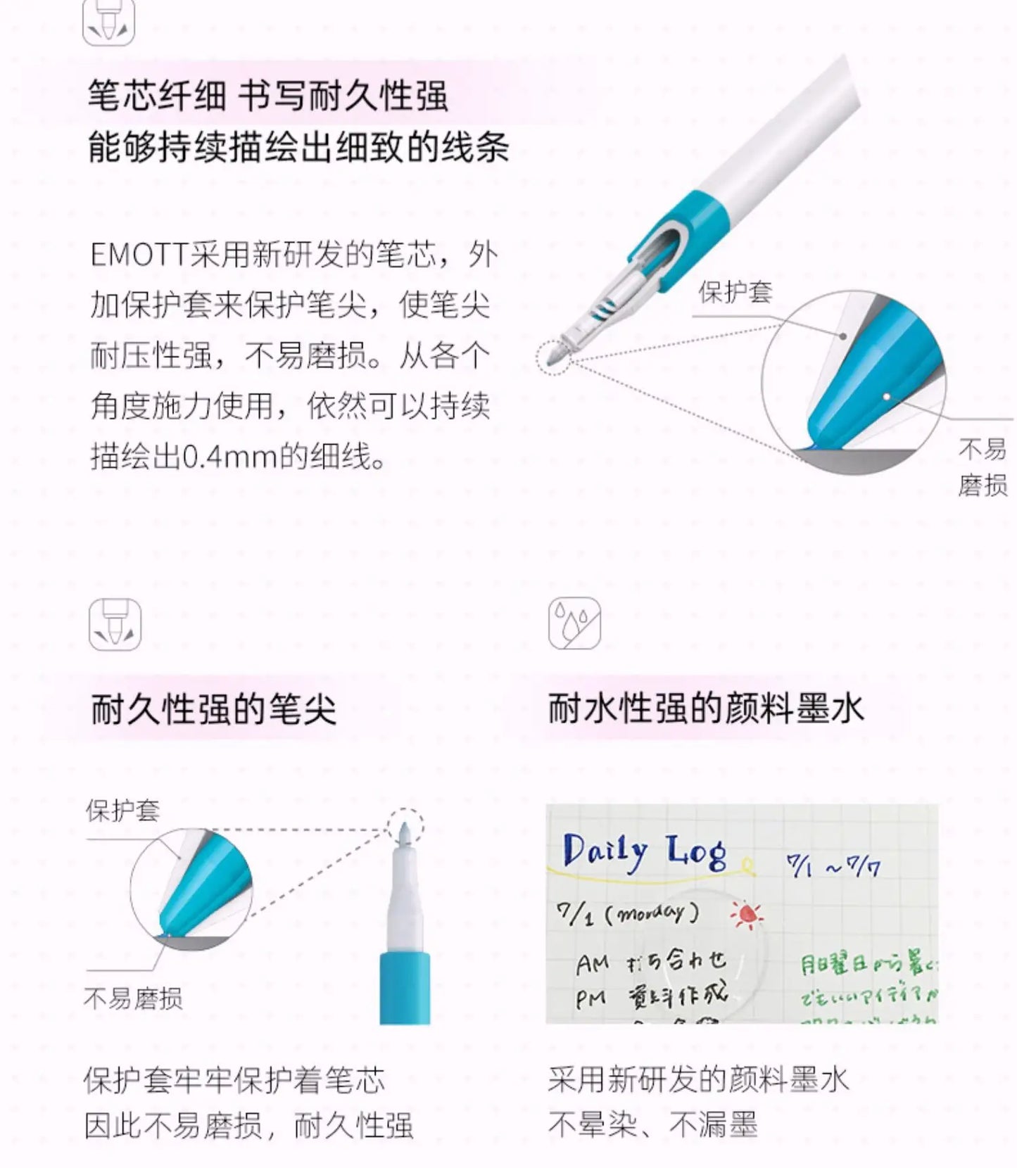 5pc Uni EMOTT Fiber Marker Pen water-based