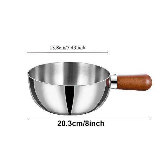 Stainless Steel Milk Pot with Wooden Handle