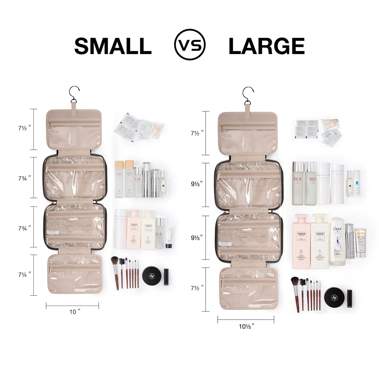 Makeup Cosmetic Bag with Hanging Hook Water-resistant