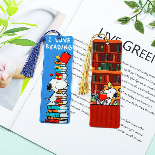 Cute Snoopy Acrylic Bookmark with Tassel