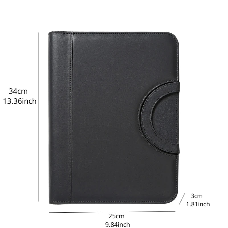 A4 PU Leather Portfolio Organizer with Calculator & Document Folder
