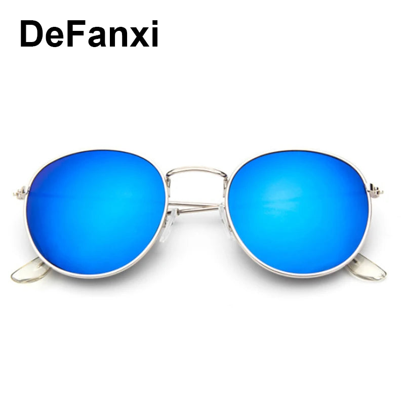 Blue Mirror Round Sunglasses For Women UV400