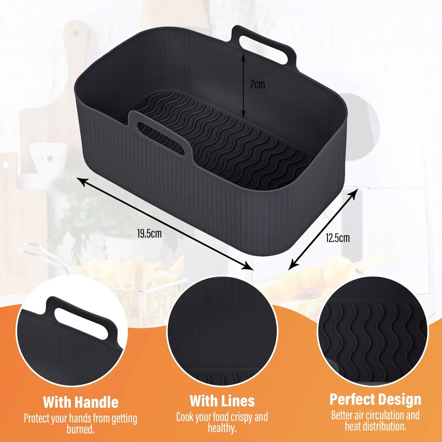 2Pcs Air Fryer Silicone Tray