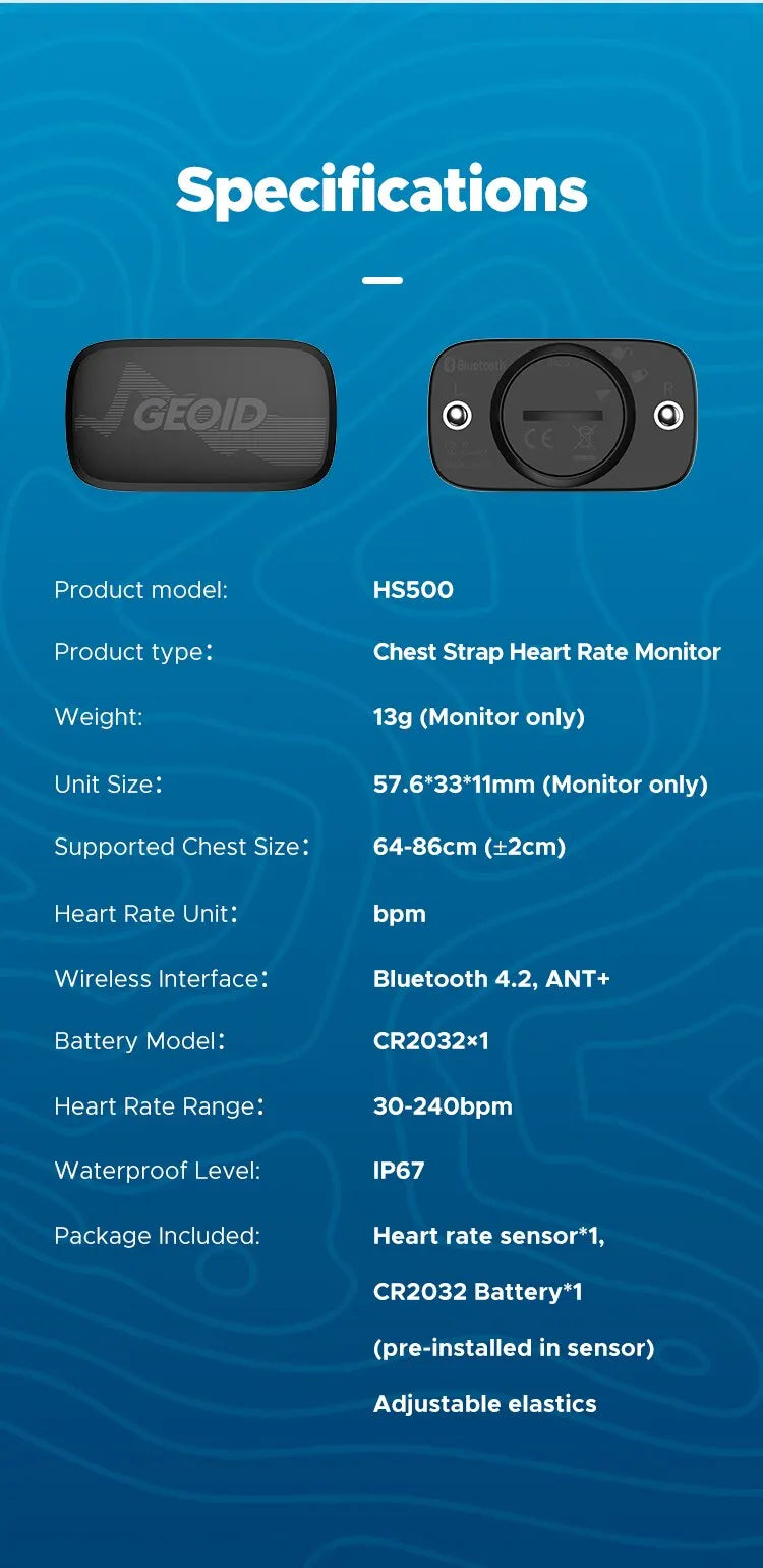 Bluetooth & ANT+ Chest Strap Heart Rate Sensor