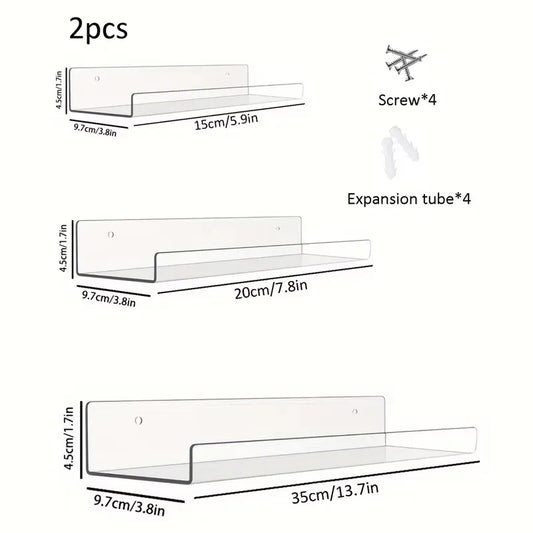Clear Acrylic Floating Wall Shelf Set