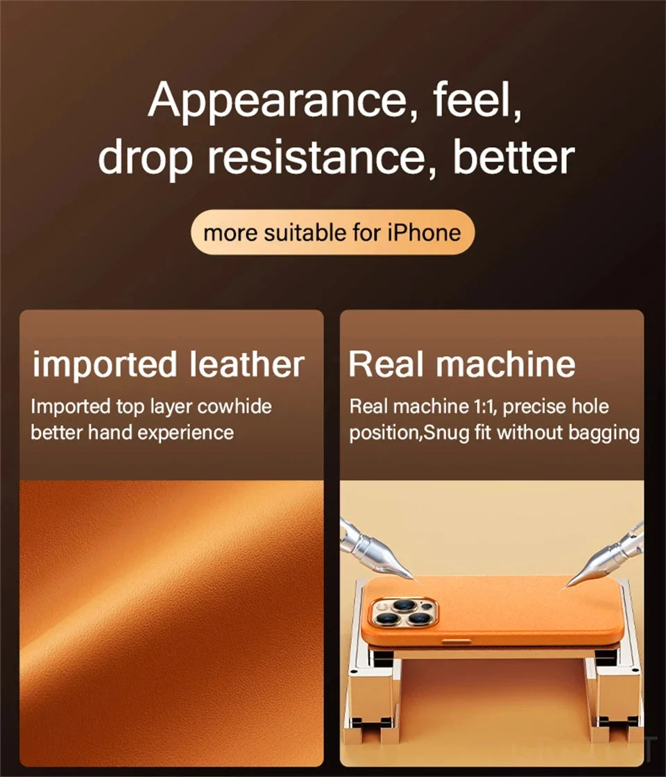 Luxury Leather Magnetic Wireless Charging Case For iPhone