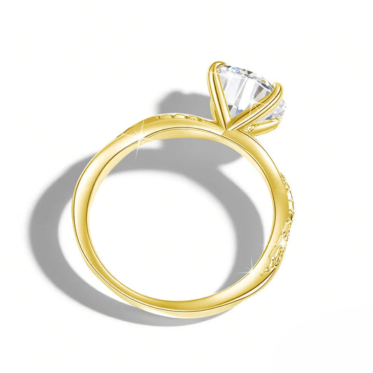14K Gold-Filled 2CT Moissanite Twisted Solitaire Ring