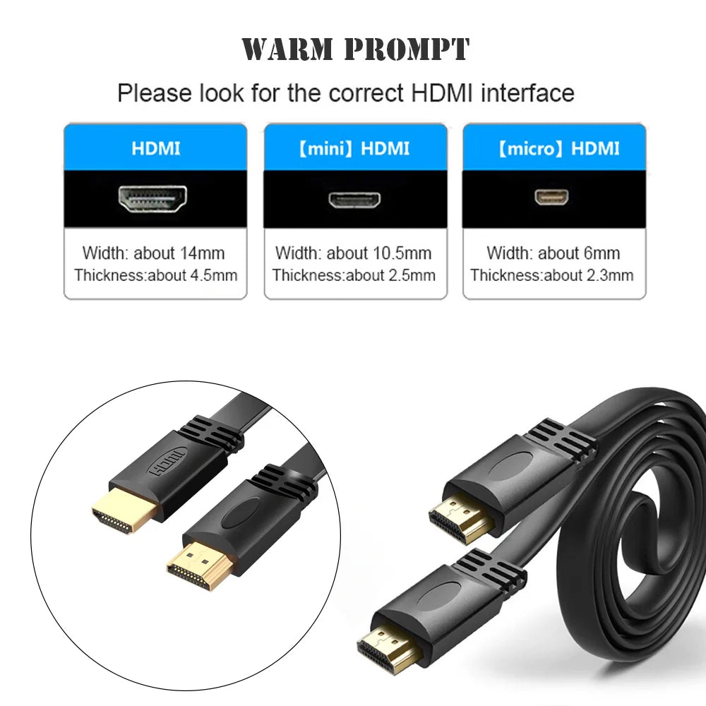 HDMI 1.4 Flat Cable – Gold Plated High-Speed HDMI Lead