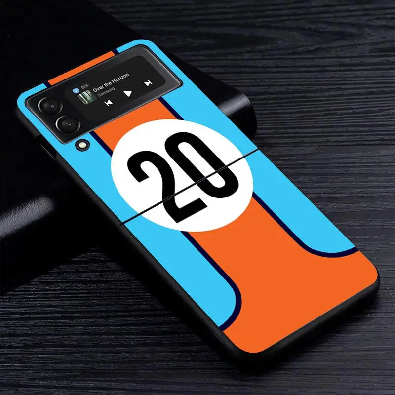 Car Blue Orange Stripe Z Flip Case