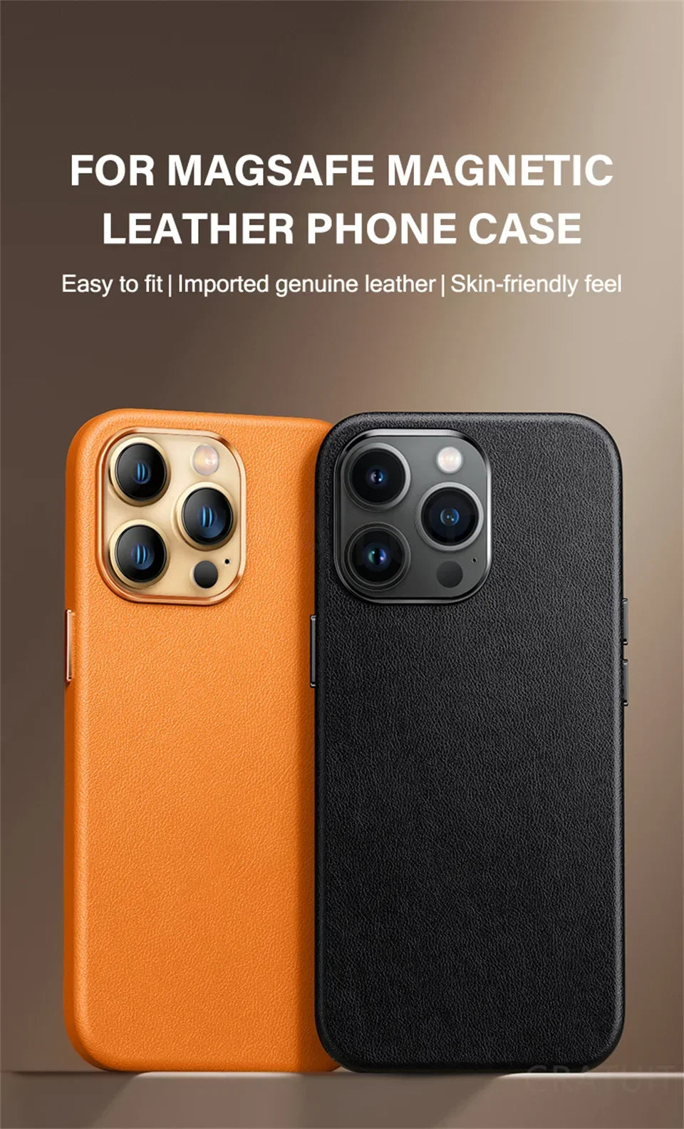 Luxury Leather Magnetic Wireless Charging Case For iPhone