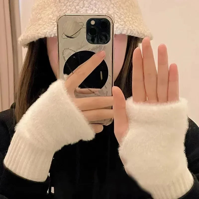 Fleece Half Finger Gloves