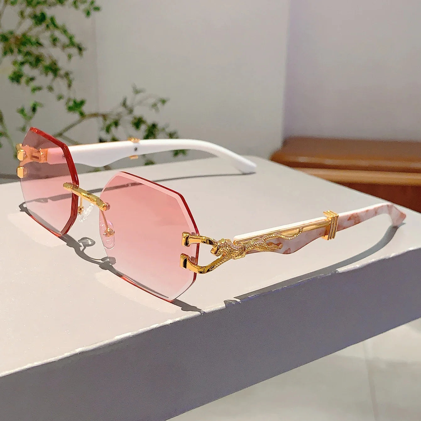 Vintage Rimless Polygon Sunglasses