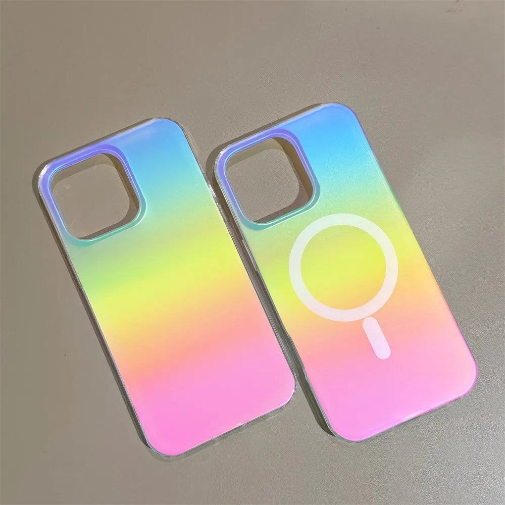 Laser Gradient Rainbow Magnetic Case For iPhone