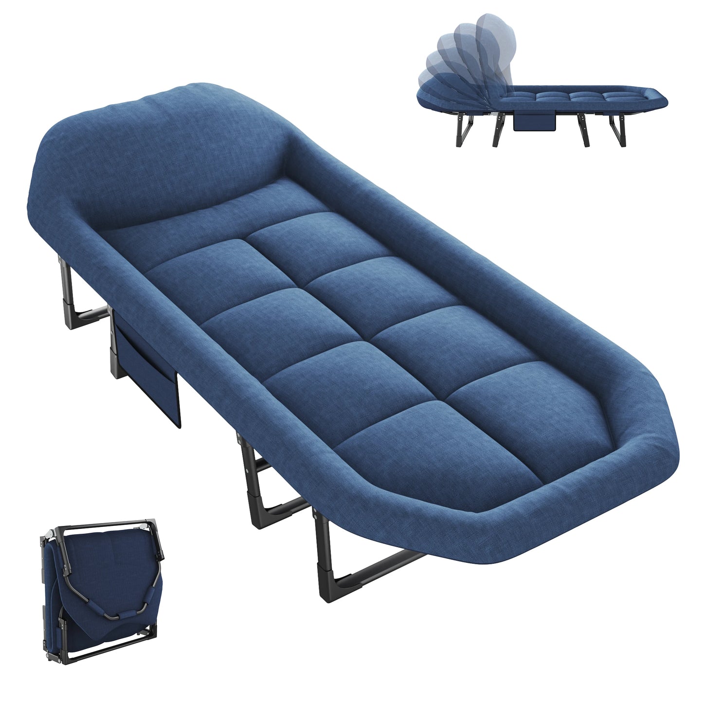 Adjustable Folding Camping Cot with Mattress
