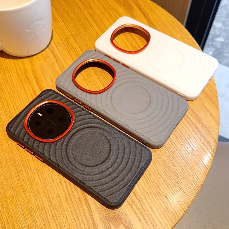 Magnetic Ripple Pattern Leather Back Cover Case For Honor Magic 6 7 Pro